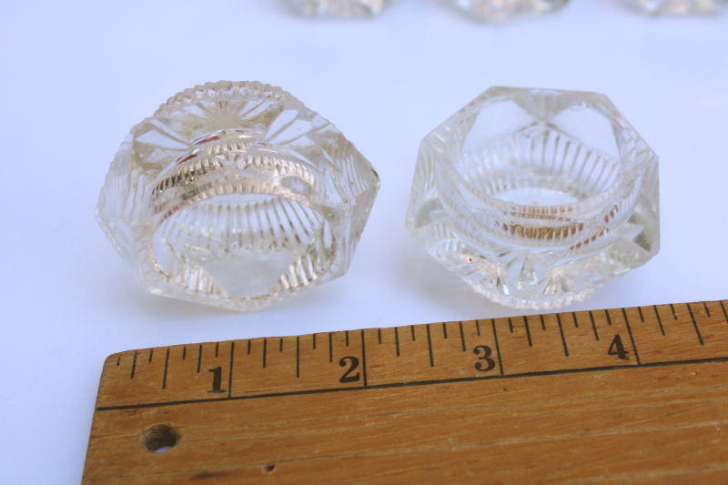 photo of vintage pressed glass salt cellars, tiny salt dishes lot several sets  #5