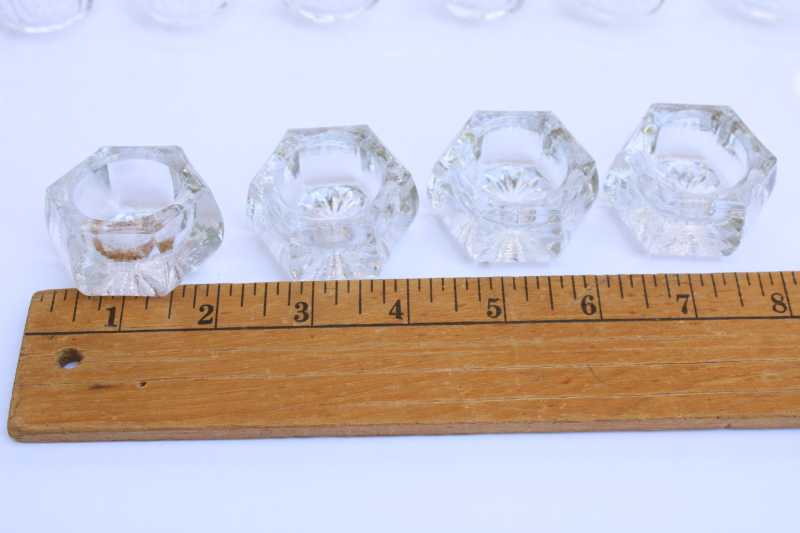 photo of vintage pressed glass salt cellars, tiny salt dishes lot several sets  #6