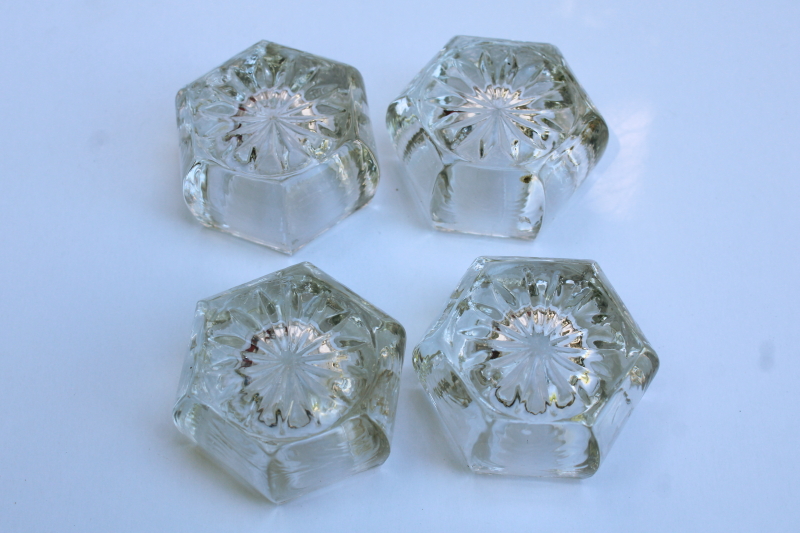 photo of vintage pressed glass salt cellars, tiny salt dishes lot several sets  #7