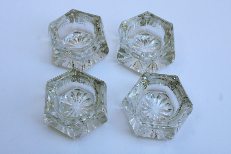 photo of vintage pressed glass salt cellars, tiny salt dishes lot several sets  #8