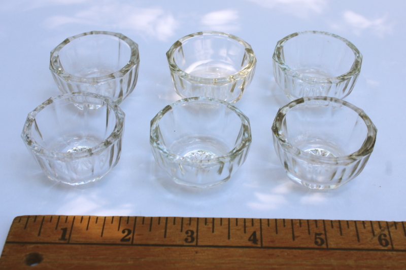 photo of vintage pressed glass salt cellars, tiny salt dishes lot several sets  #9