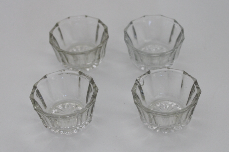 photo of vintage pressed glass salts, salt cellars set of four tiny individual dishes, salt dips #1