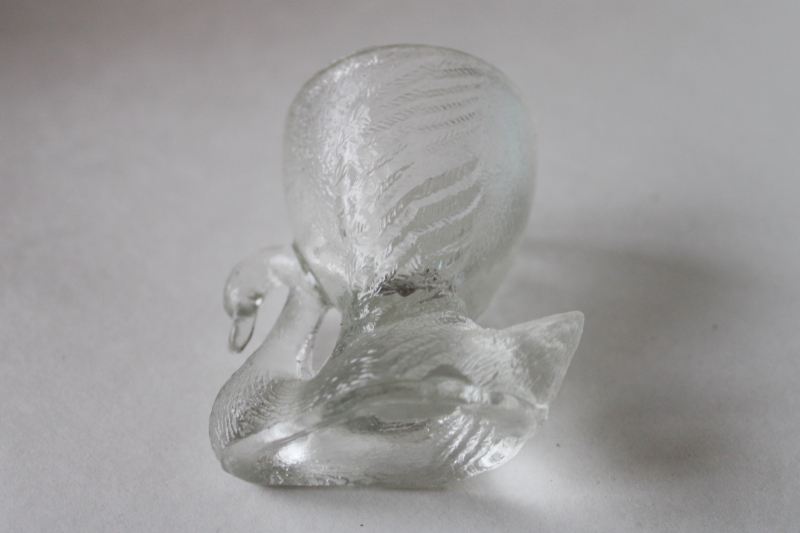 photo of vintage pressed glass swan egg cup, toothpick holder or match vase #3