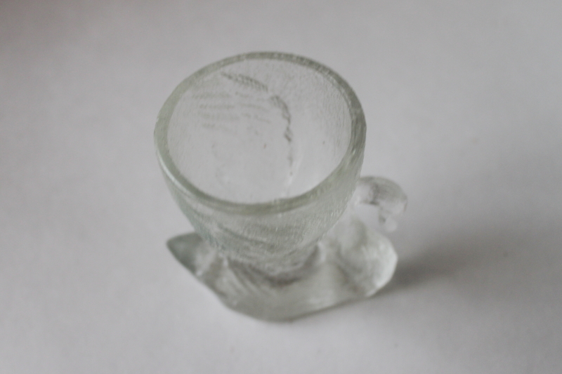 photo of vintage pressed glass swan egg cup, toothpick holder or match vase #4