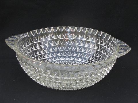 photo of vintage pressed pattern glass berry bowls or salad bowl set, six individual dishes #2