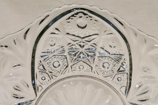 photo of vintage pressed pattern glass cake plate, sparkling crystal clear glass #7