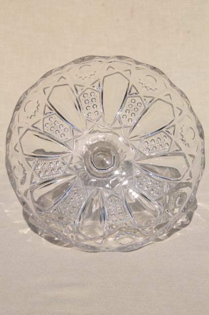 photo of vintage pressed pattern glass compote, tall pedestal dish daisy & button variant #2