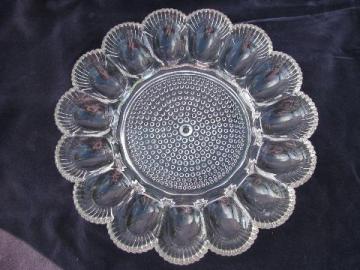 catalog photo of vintage pressed pattern glass divided glass egg plate