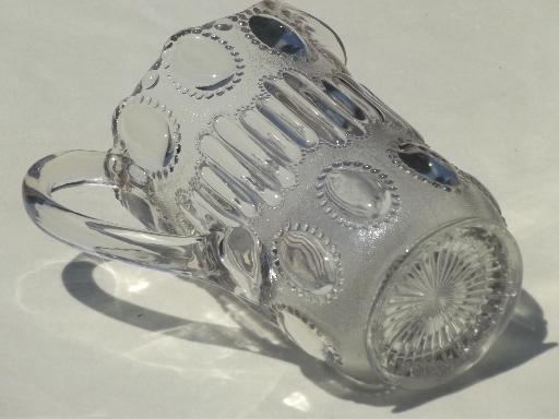 photo of vintage pressed pattern glass pitcher, beaded oval 'egg' pattern glass #4