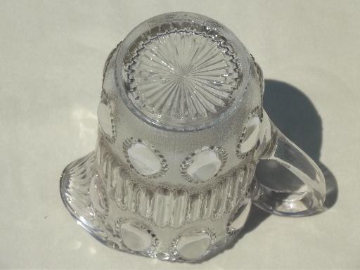 photo of vintage pressed pattern glass pitcher, beaded oval 'egg' pattern glass #7