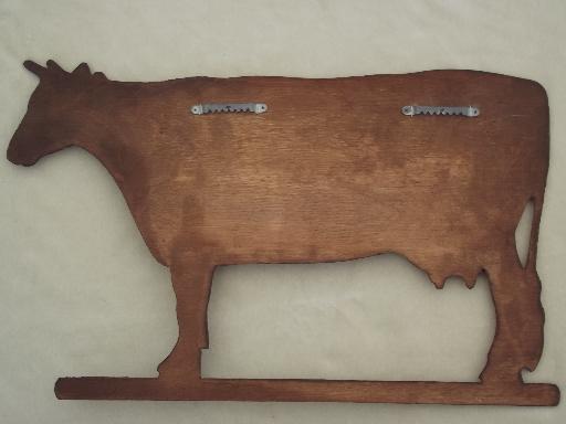 photo of vintage pressed wood cow wall art carving, country kitchen decoration #3