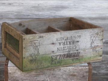 catalog photo of vintage primitive wood crate, box from Hercules High Explosive Powder
