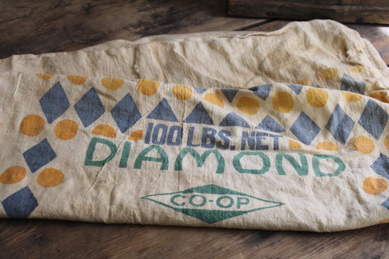 photo of vintage print cotton chicken feed sack, mermaid graphics! Ft Atkinson Wisconsin #8