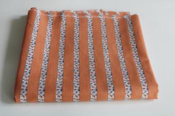 catalog photo of vintage print cotton fabric coral orange flowered stripe boho prairie girl cottage core 