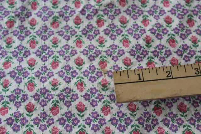 photo of vintage print cotton feed sack fabric, pink rose buds & tiny lavender flowers #5