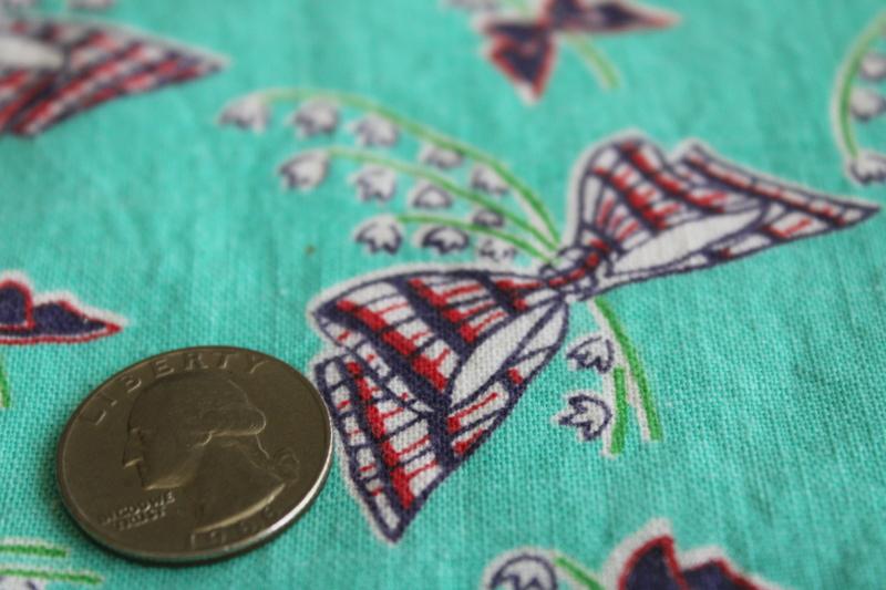 photo of vintage print cotton feed sack fabric, plaid bows & lilies of the valley on #2