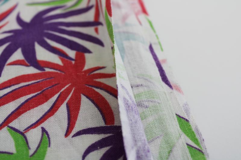 photo of vintage print cotton feedsack fabric, truffula trees bright colored palms #3