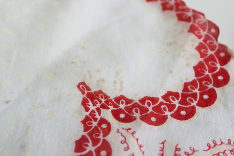 photo of vintage print cotton hankies, Valentine's day red hearts retro holiday decorations #5