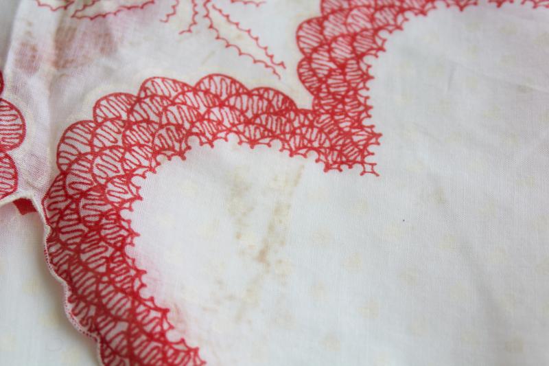 photo of vintage print cotton hankies, Valentine's day red hearts retro holiday decorations #6