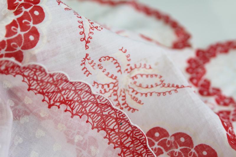 photo of vintage print cotton hankies, Valentine's day red hearts retro holiday decorations #9