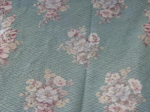 photo of vintage print cotton & rayon barkcloth fabric remnants, many florals & roses, large lot #2