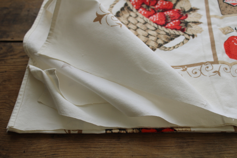 photo of vintage print cotton tablecloth, grandmacore country kitchen jam jars & fruit  #2