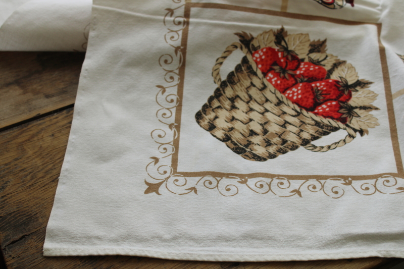 photo of vintage print cotton tablecloth, grandmacore country kitchen jam jars & fruit  #5