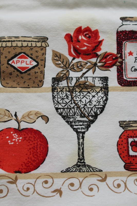 photo of vintage print cotton tablecloth, grandmacore country kitchen jam jars & fruit  #10