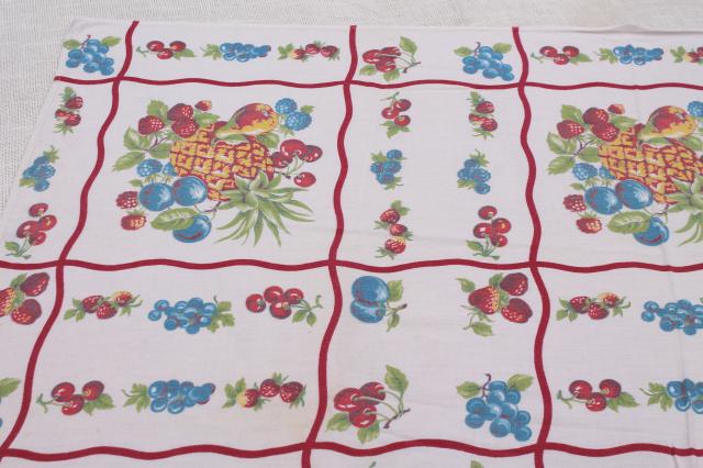 photo of vintage print cotton tablecloths, retro 40s 50s kitchen tablecloth lot  #3