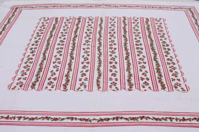 photo of vintage print cotton tablecloths, retro 40s 50s kitchen tablecloth lot  #14