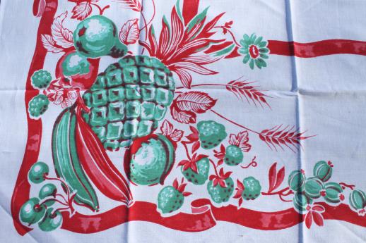 photo of vintage print cotton tablecloths, retro 40s 50s kitchen tablecloth lot  #2