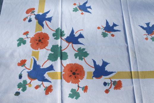 photo of vintage print cotton tablecloths, retro 40s 50s kitchen tablecloth lot  #4