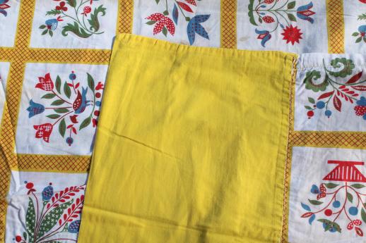 photo of vintage print cotton tablecloths, retro 40s 50s kitchen tablecloth lot  #6