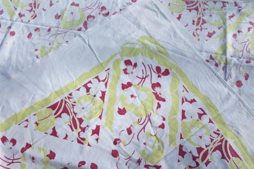 photo of vintage print cotton tablecloths, retro 40s 50s kitchen tablecloth lot  #8