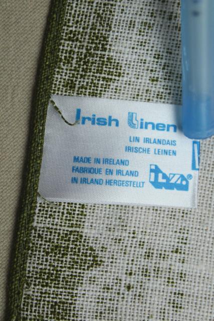 photo of vintage print linen tea towel, souvenir of Ireland, old country emblems #7