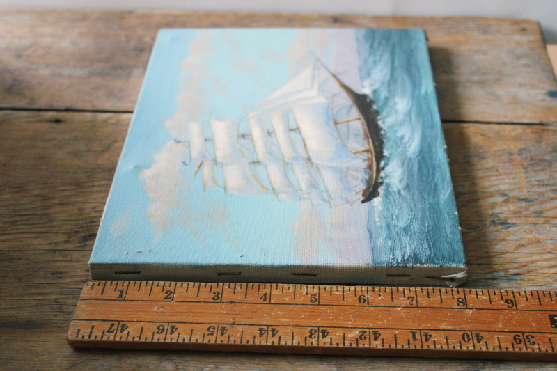 photo of vintage print stretched on canvas Cutty Sark tall clipper ship sailing textured painting nautical decor  #4