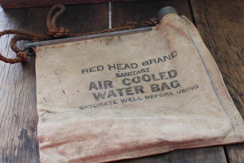 photo of vintage printed canvas Red Head Brand Air Cooled Sanitary Water Bag #1