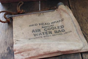 vintage printed canvas Red Head Brand Air Cooled Sanitary Water Bag