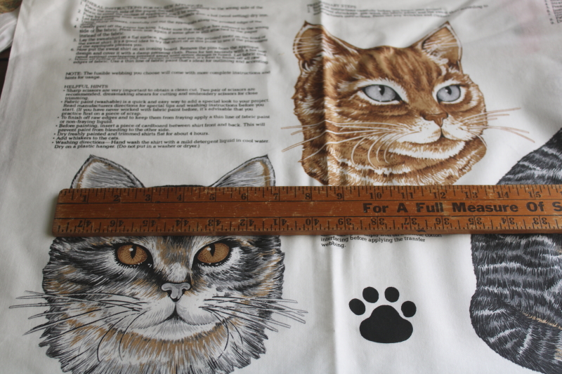 photo of vintage printed cotton fabric panel cat appliques cut outs for retro sweatshirts or wearable art  #2