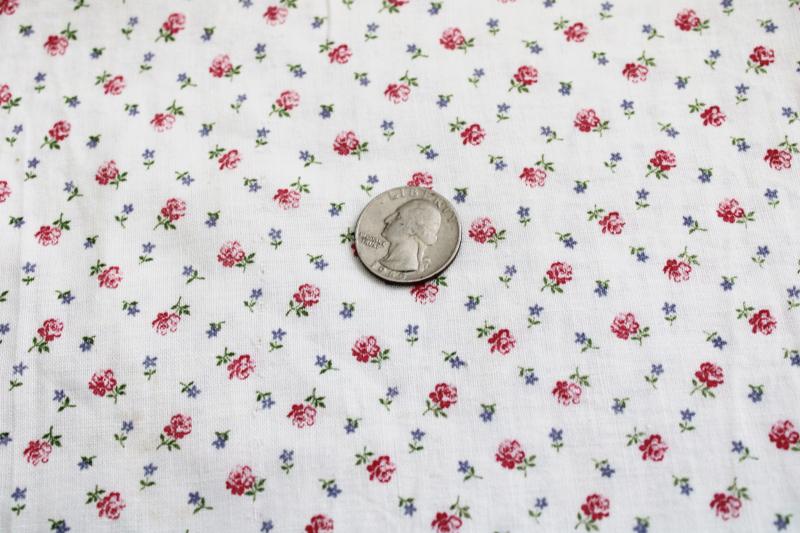 photo of vintage printed cotton feed sack fabric, tiny flowers pink sprig floral #1