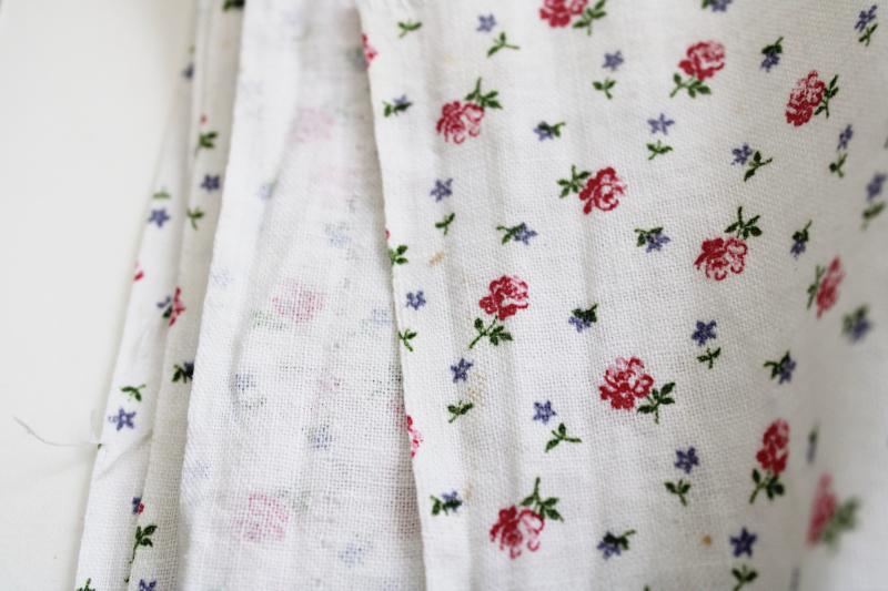 photo of vintage printed cotton feed sack fabric, tiny flowers pink sprig floral #2