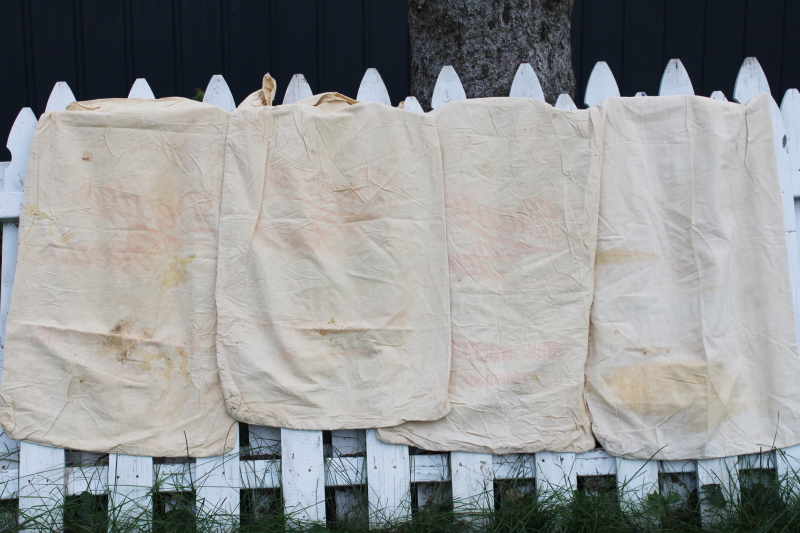 photo of vintage printed cotton feedsack fabric, feed sacks lot old farm poultry feeds advertising #8