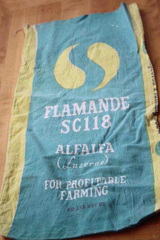 photo of vintage printed cotton feedsack, farm seed bag Alfalfa for Profitable Farming #1