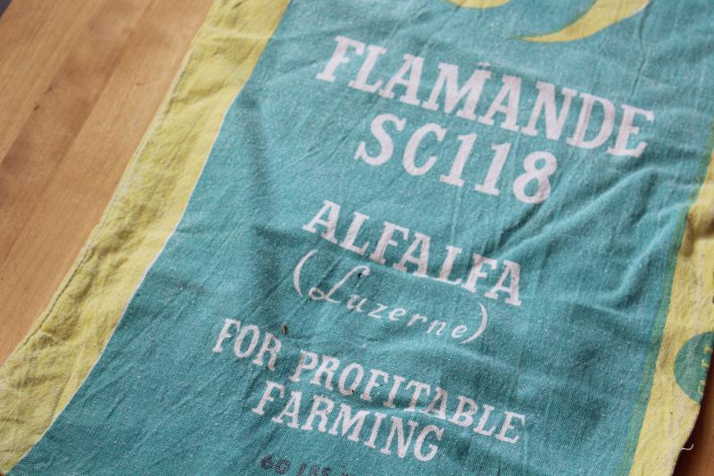 photo of vintage printed cotton feedsack, farm seed bag Alfalfa for Profitable Farming #2