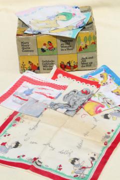 catalog photo of vintage printed cotton hankies, childrens novelty print handkerchiefs inc Golden Book hanky