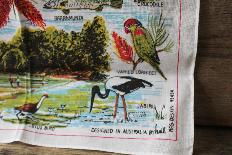 photo of vintage printed cotton hanky, souvenir handkerchief Australia Kakadu National Park #2