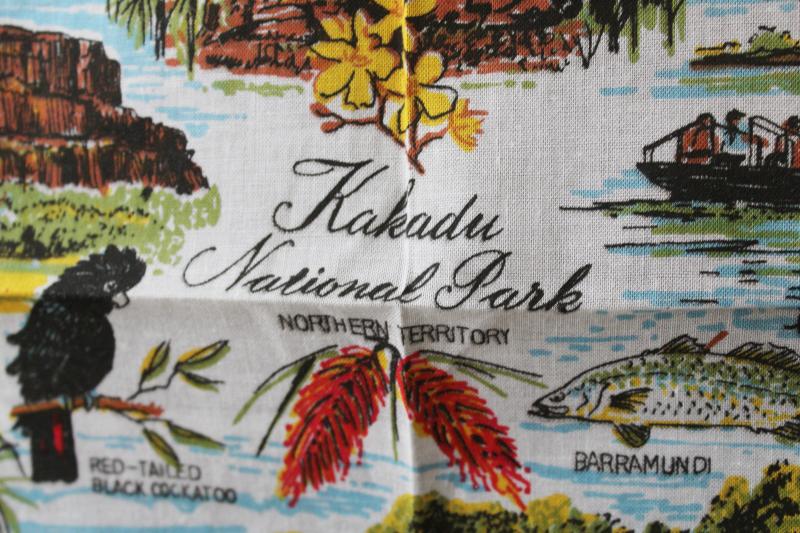 photo of vintage printed cotton hanky, souvenir handkerchief Australia Kakadu National Park #3