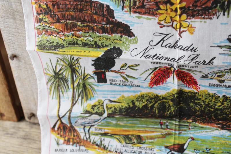 photo of vintage printed cotton hanky, souvenir handkerchief Australia Kakadu National Park #4