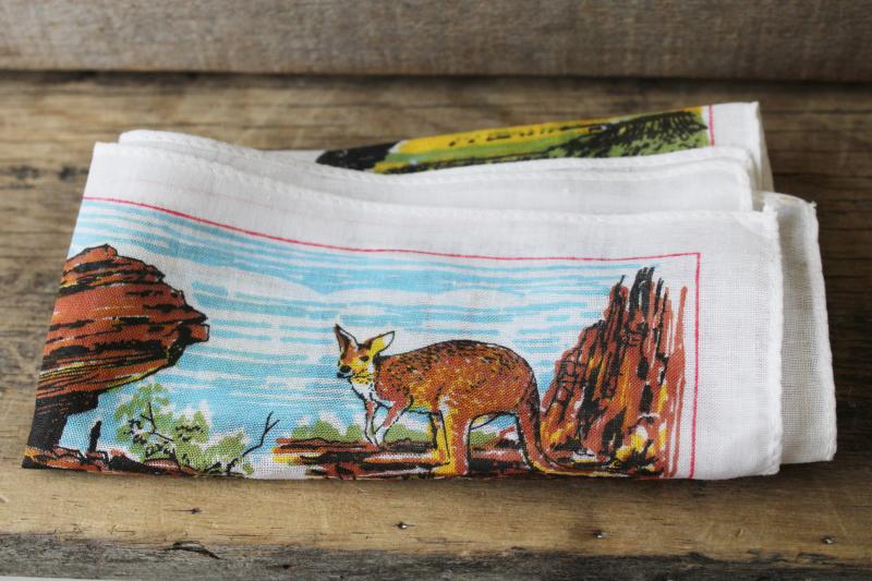 photo of vintage printed cotton hanky, souvenir handkerchief Australia Kakadu National Park #5