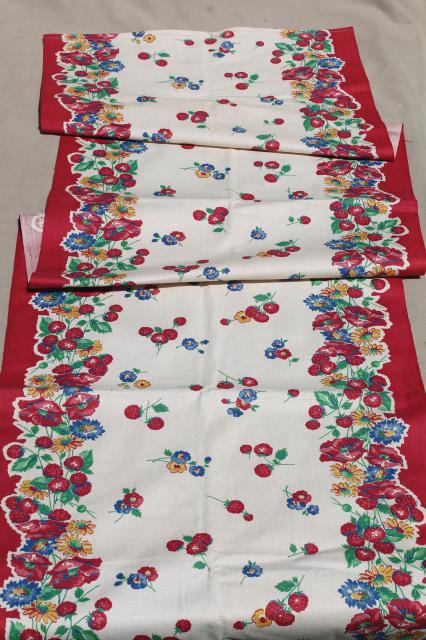 photo of vintage printed cotton kitchen linens, lot cute print dishtowels, tea towels #3